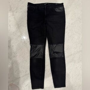 Zara Black Women's Jeans with Leather Accents